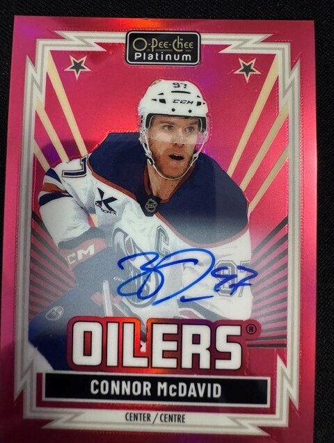 Connor McDavid 2025-26 O-Pee-Chee Platinum #R-49 Red Rainbow Auto